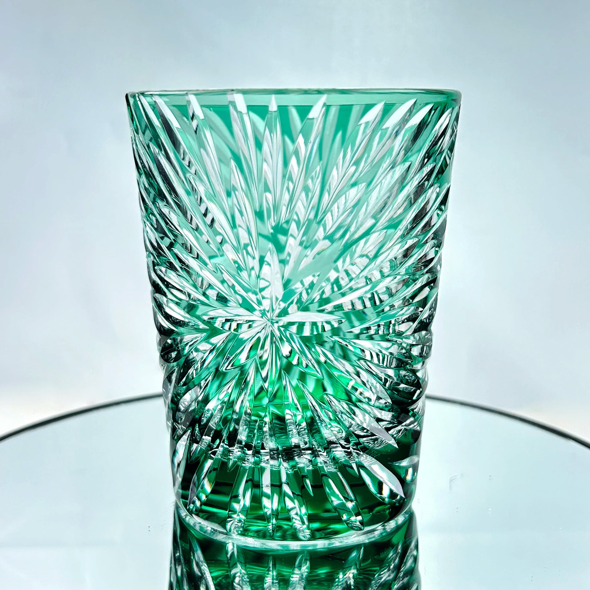 Edo Kiriko Crystal Glass with Green Fireworks Design - Je t'aime Resolute