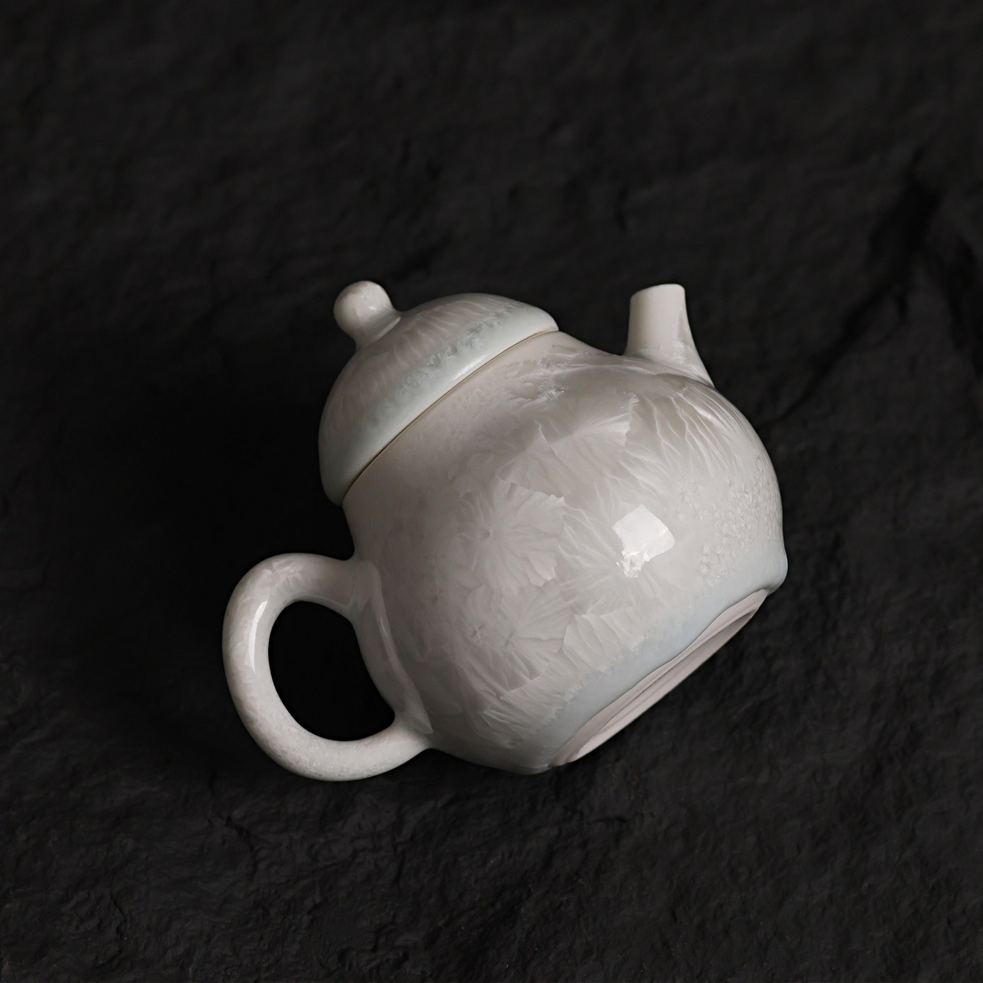 Mini Glacier White Crystalline Glaze Teapot - Je t'aime Resolute