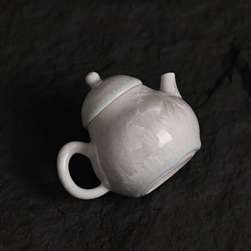 Mini Glacier White Crystalline Glaze Teapot - Je t'aime Resolute