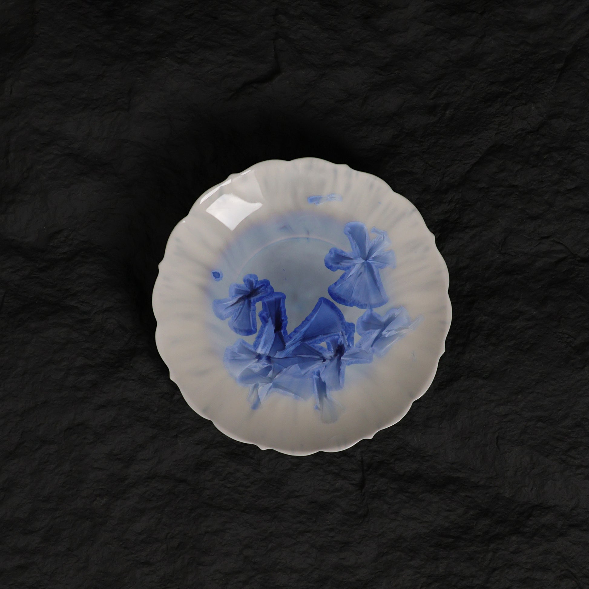 Deep Blue Crystalline Glaze Mini Dessert Plate – 4.2" Handmade Ceramic Plate - Je t'aime Resolute