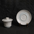 Ice White-Blue Crystalline Glaze Tea Cup & Saucer Set – Handmade Ceramic Teaware - Je t'aime Resolute
