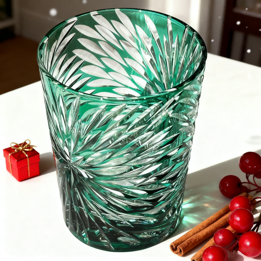 Edo Kiriko Handcrafted Green Starburst Crystal Glass - Je t'aime Resolute