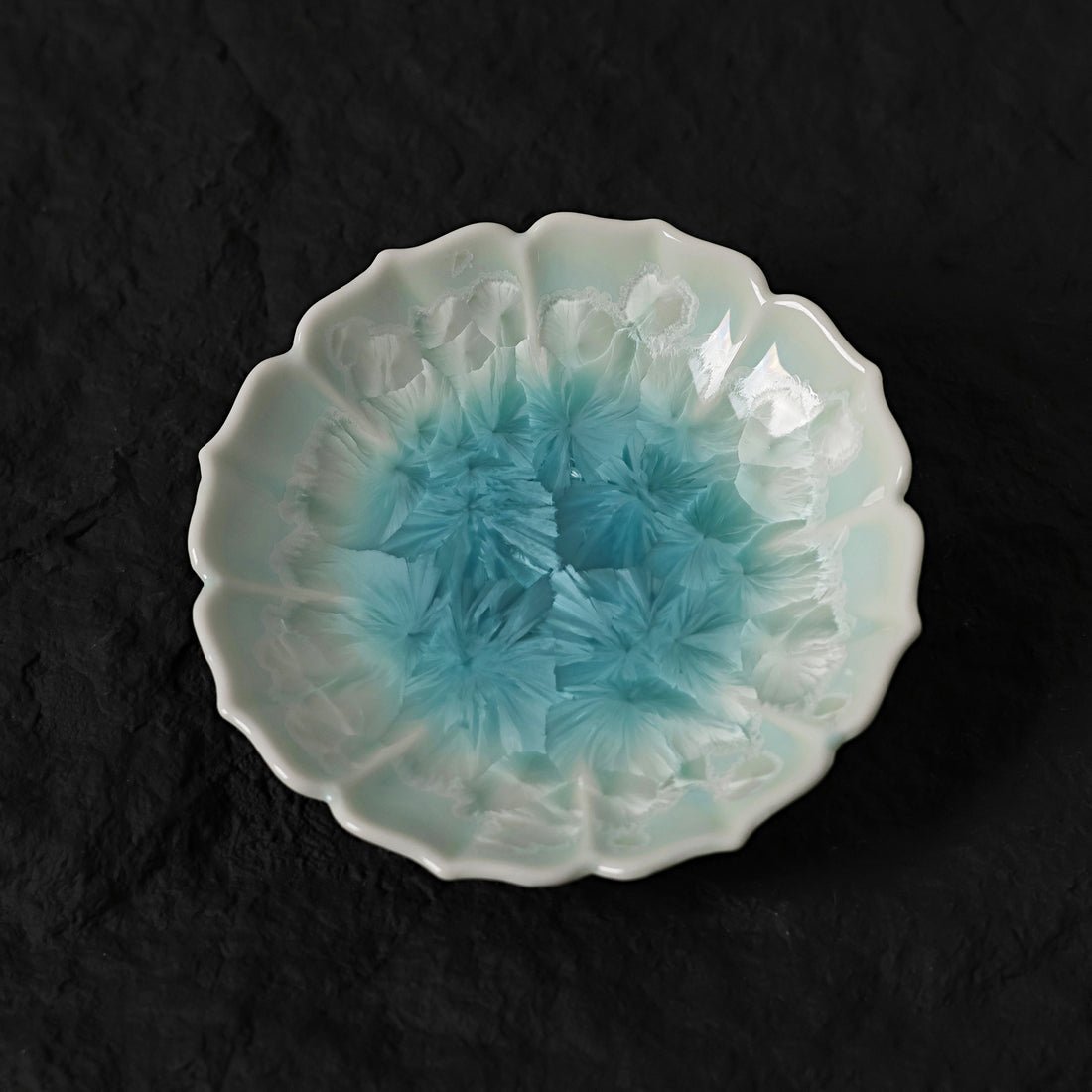 Frozen Lake | Sunburst Edge Handmade Ceramic Crystalline Glaze Mini Dessert Plate