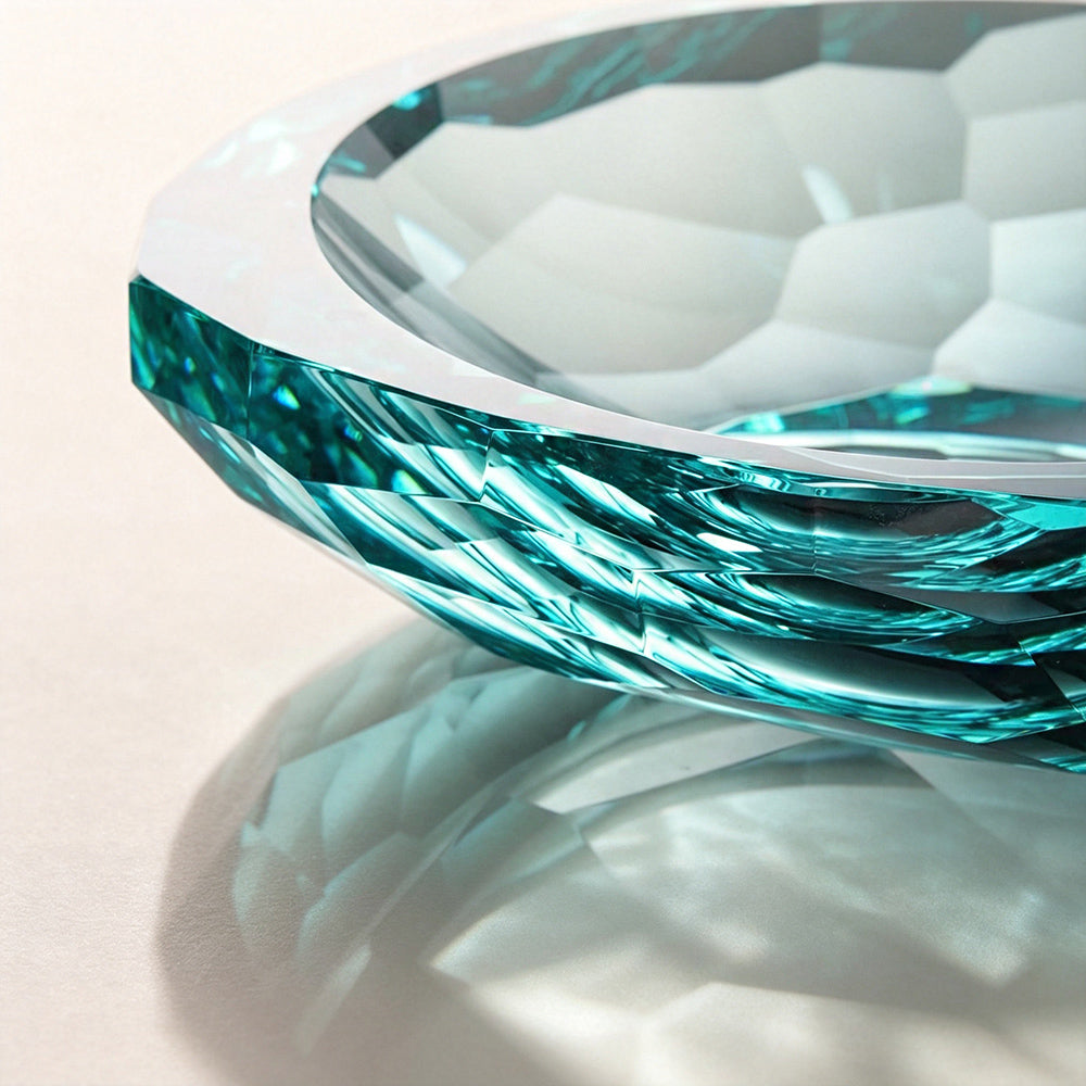 JR Maris Faceted K9 Crystal Serving Bowl – Aqua