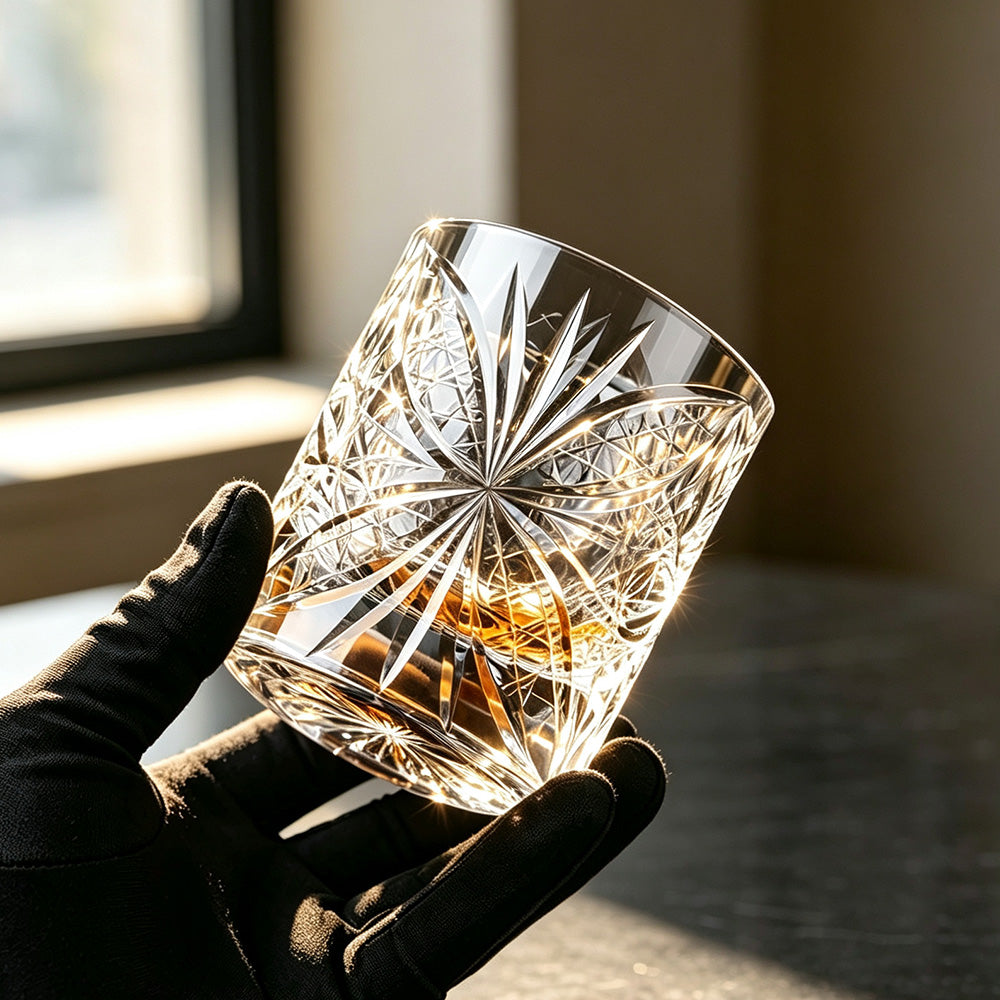 Edo Kiriko Hand-Cut K9 Kochō Crystal Whiskey Glass