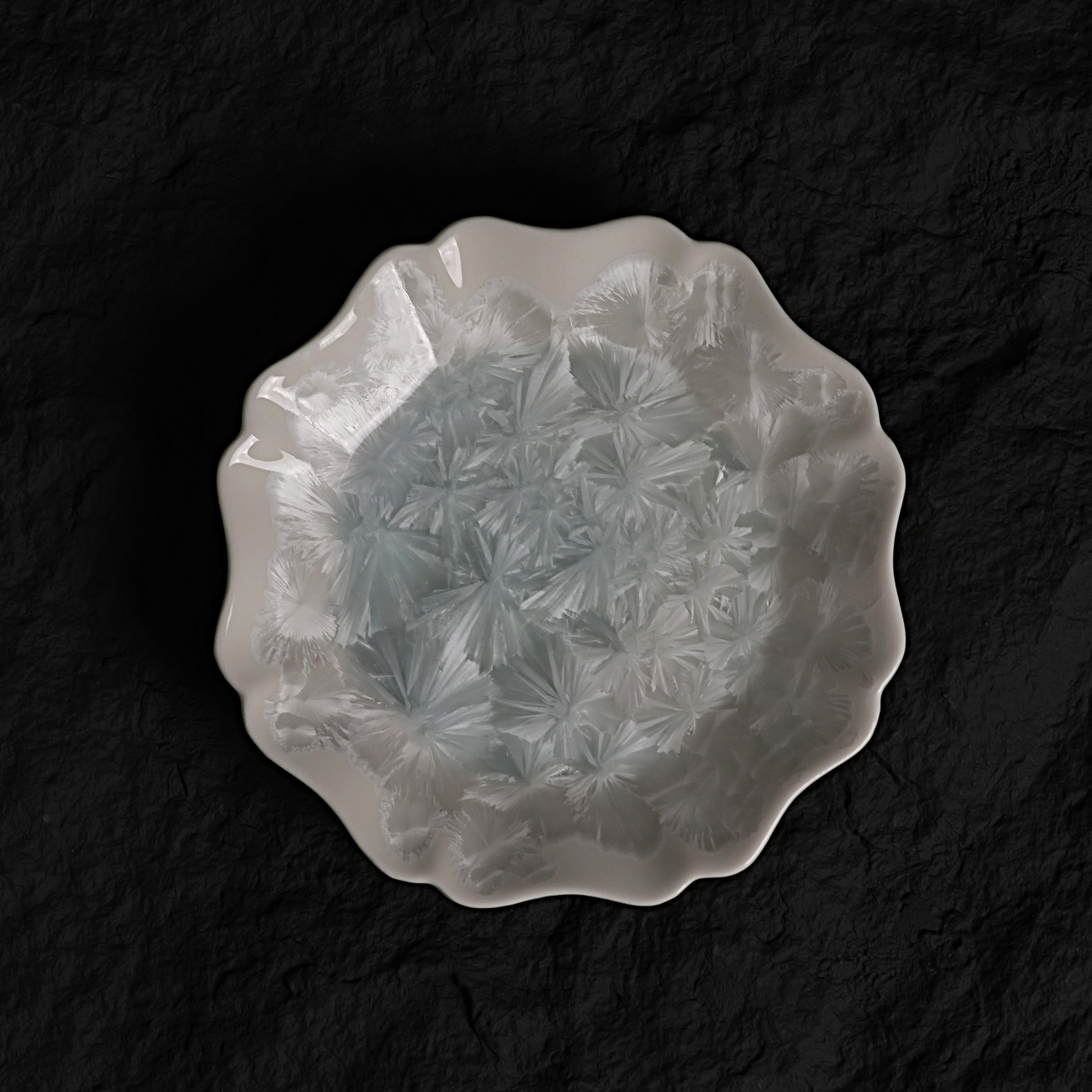 Ice White-Blue Scalloped Edge Dessert Plate – 6.4” Handmade Ceramic Plate - Je t'aime Resolute