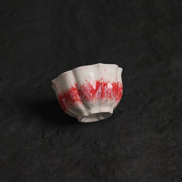 White&Red Crystalline Glaze Handmade Tea Cup – 3.3" Small Ceramic Cup - Je t'aime Resolute