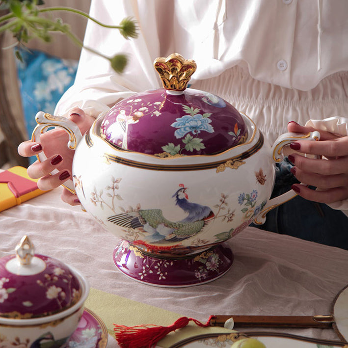 INGRI Purple Phoenix - Handcrafted Bone China Tableware  (Individual Piece) - Je t'aime Resolute