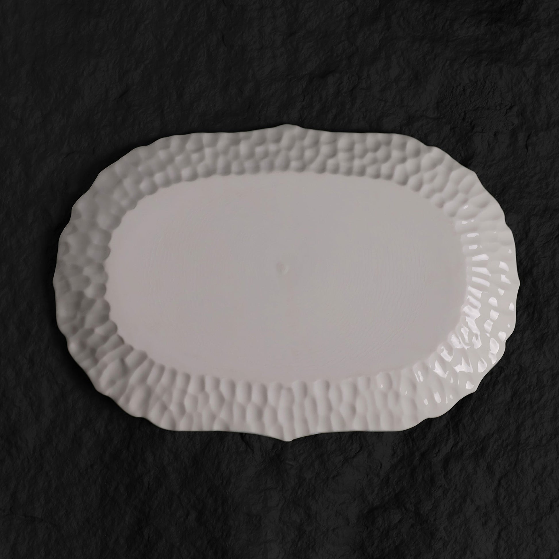 Marine Blue Crystalline Glaze Oval Plate - Je t'aime Resolute
