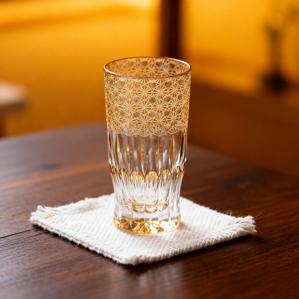 Edo Kiriko Handcrafted Sunset-Toned Crystal Glass - Je t'aime Resolute