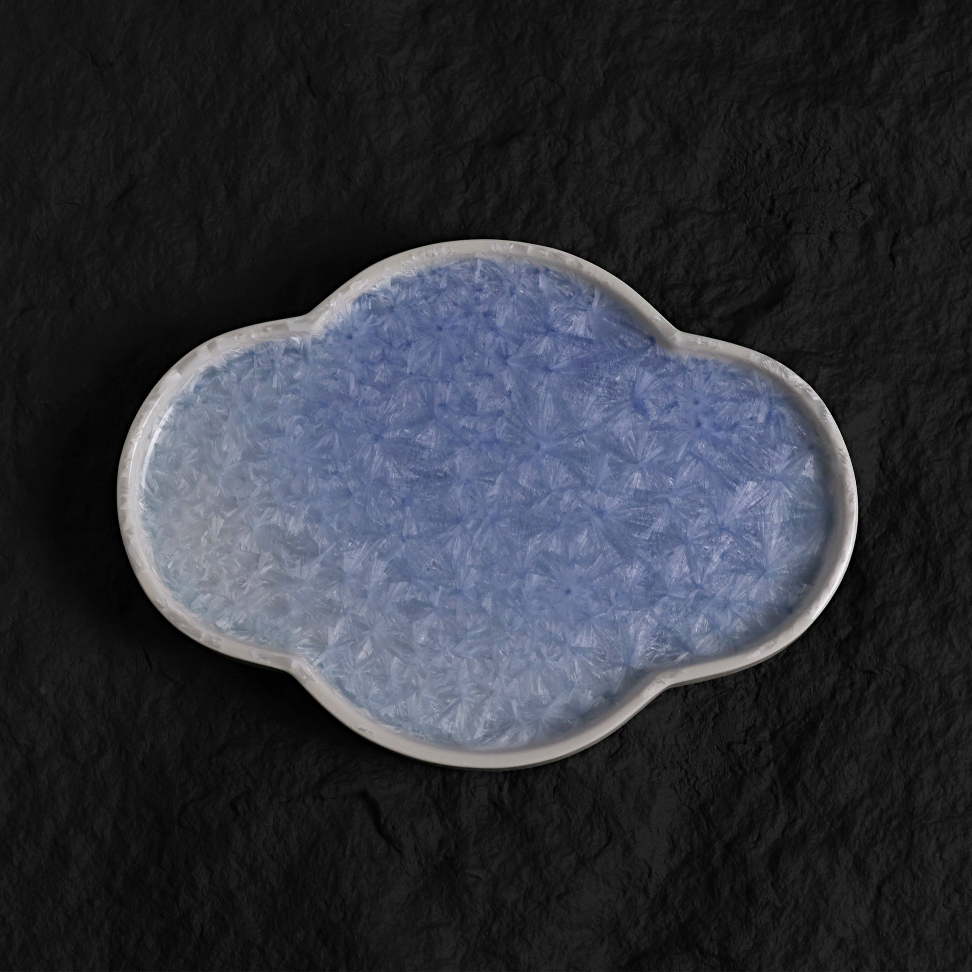 Marine Blue Crystalline Glaze Cloud Plate – Handmade Ceramic Decorative Tray - Je t'aime Resolute