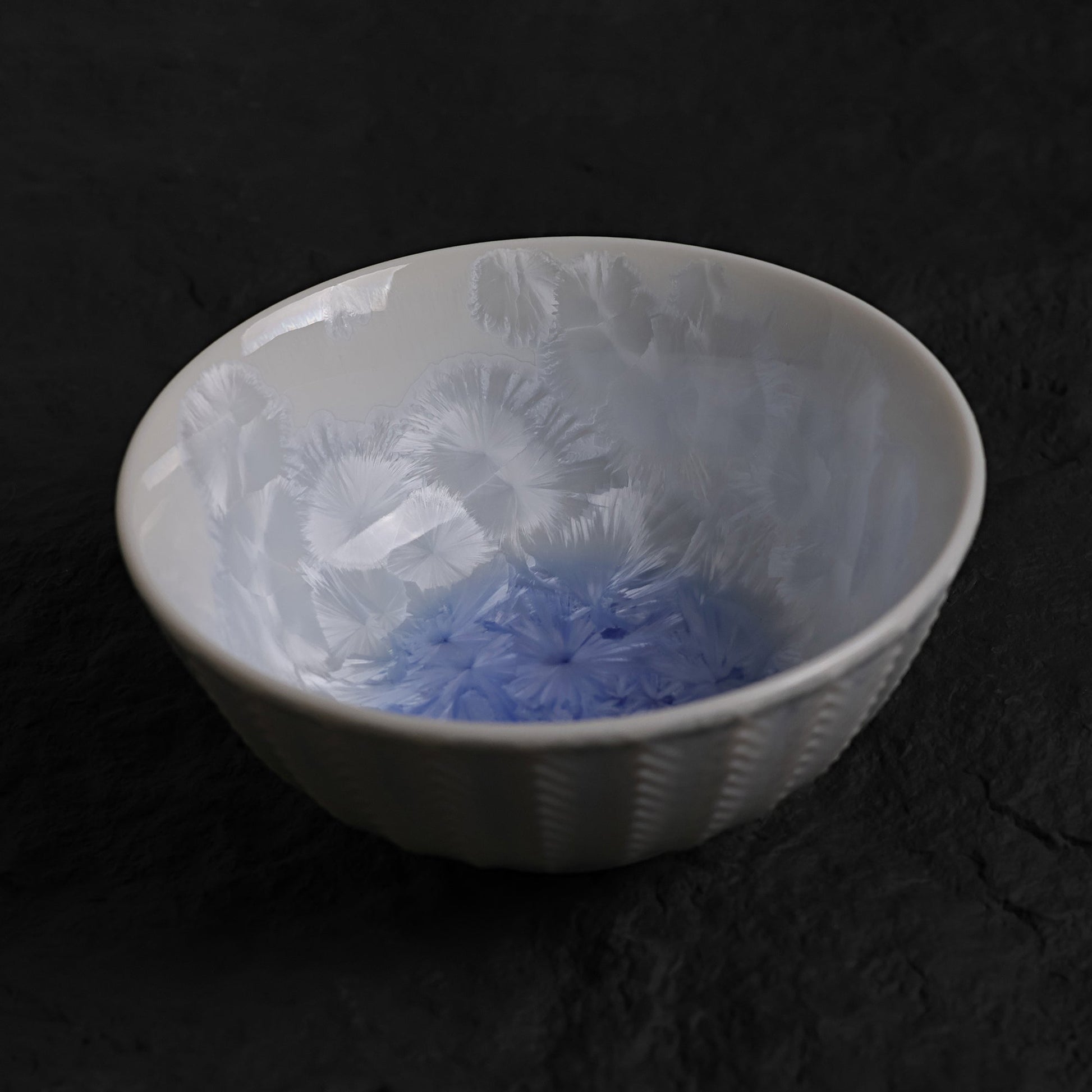 Marine Blue Textured Crystalline Glaze Bowl – Handmade Ceramic Rice Bowl 4.8" - Je t'aime Resolute