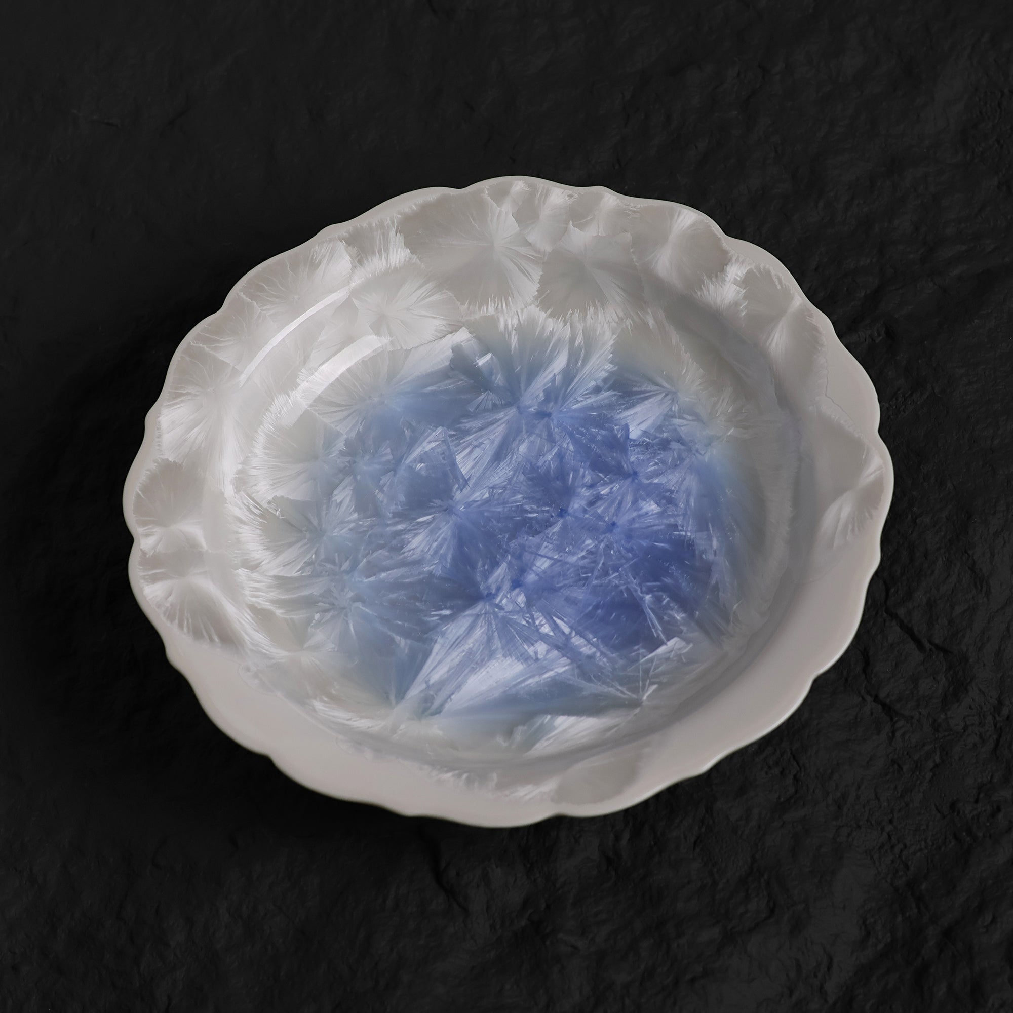 Marine Blue  Crystalline Glaze Dessert Plates - Je t'aime Resolute