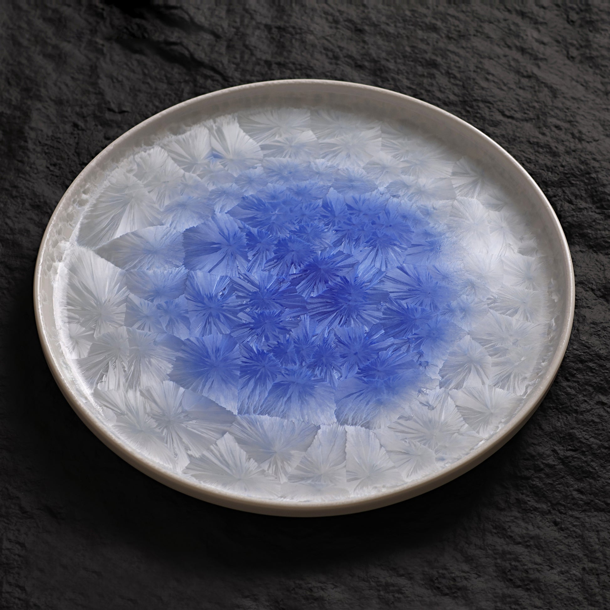 Marine Blue Crystalline Glaze Main Course Plate - Je t'aime Resolute