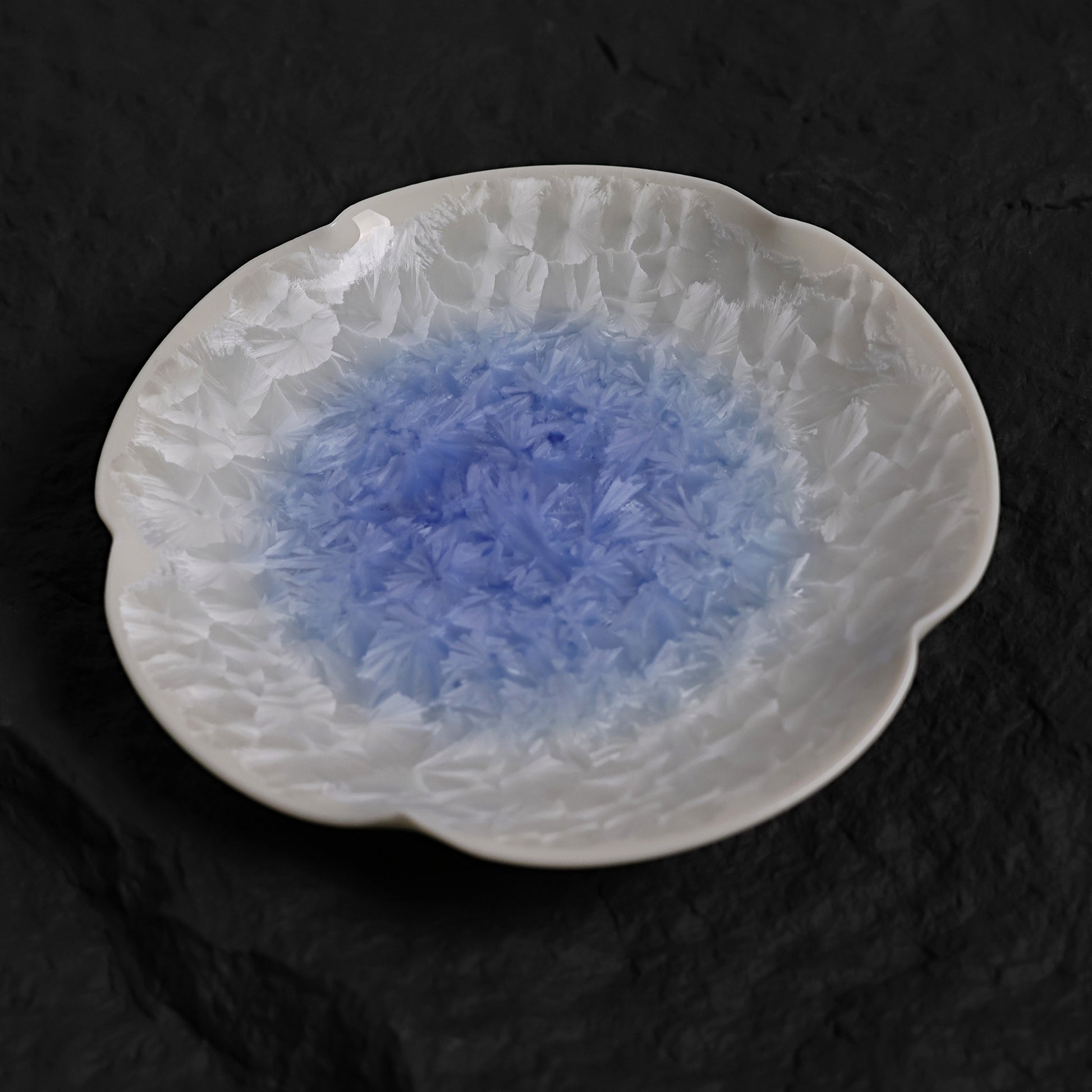 Marine Blue Crystalline Glaze Flower Tea Cup and Saucer Set – Handmade Ceramic Teaware - Je t'aime Resolute