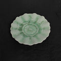 Pistachio Green Crystalline Glaze Tea Saucer – 6” Handmade Ceramic Plate with Interlaced Fan Crystal Patterns - Je t'aime Resolute