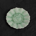 Pistachio Green Crystalline Glaze Tea Saucer – 6” Handmade Ceramic Plate with Interlaced Fan Crystal Patterns - Je t'aime Resolute