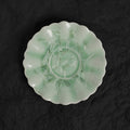 Pistachio Green Crystalline Glaze Tea Saucer – 6” Handmade Ceramic Plate with Interlaced Fan Crystal Patterns - Je t'aime Resolute