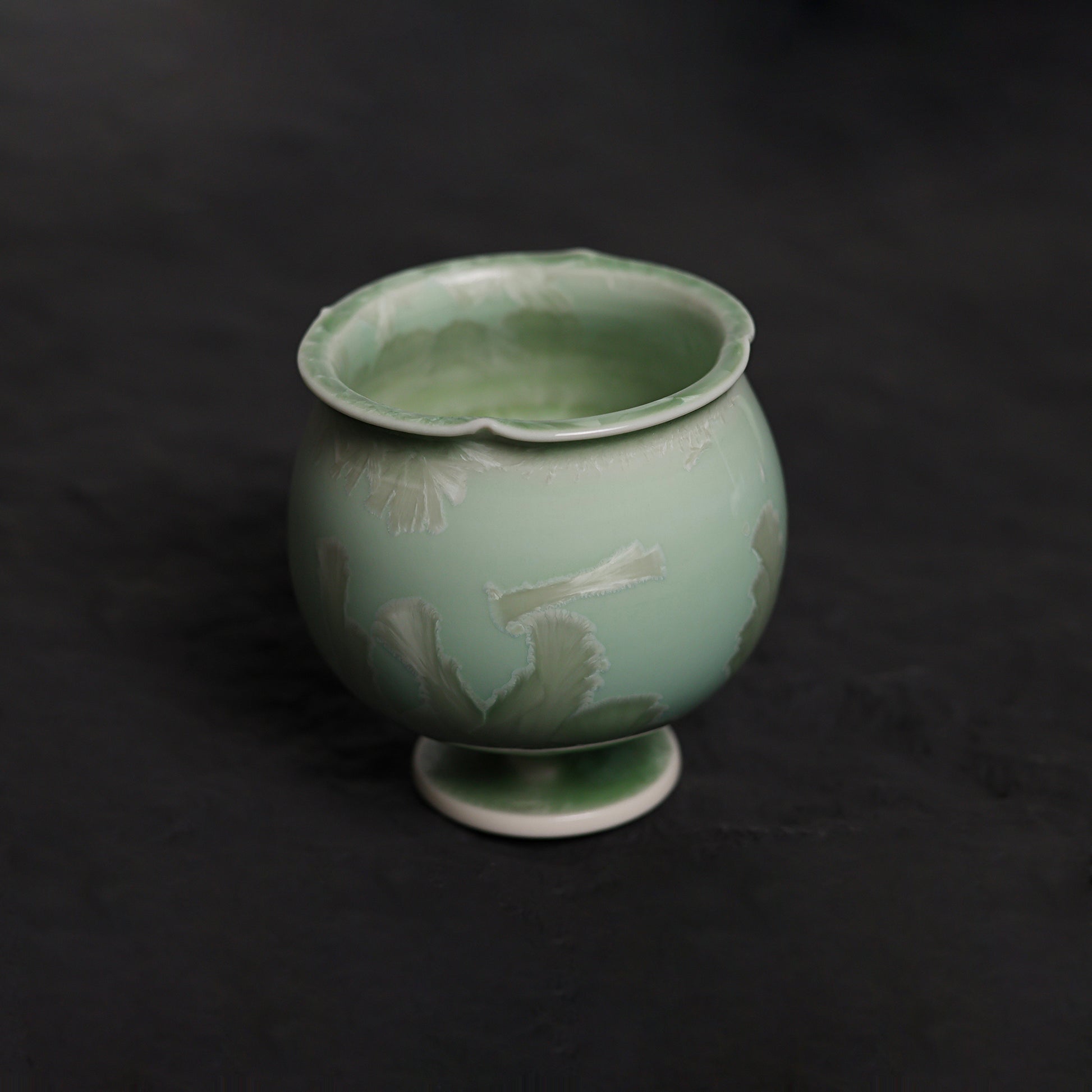 Pistachio Green Crystalline Glaze Condiment Dish – 1.97” Handmade Ceramic Sauce Dish - Je t'aime Resolute