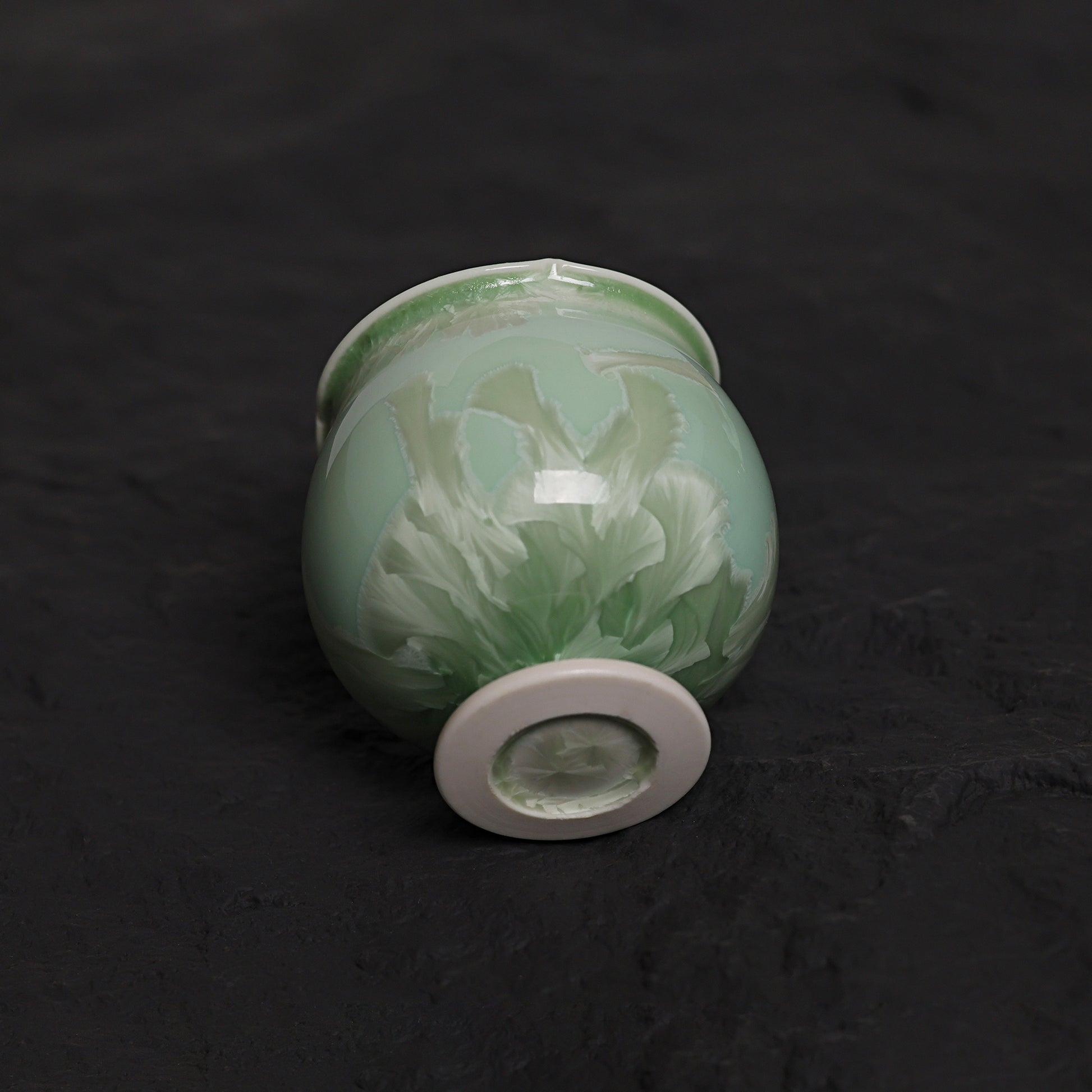 Pistachio Green Crystalline Glaze Condiment Dish – 1.97” Handmade Ceramic Sauce Dish - Je t'aime Resolute