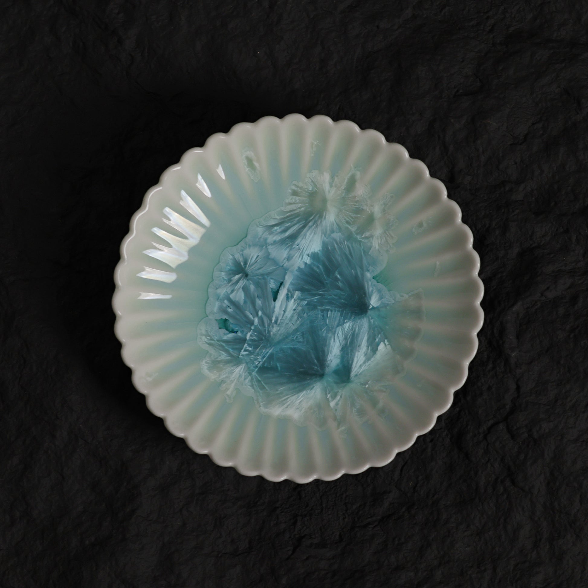 Ice Blue Crystalline Glaze Mini Dessert Plate - 4.4”Handmade Ceramic Plate - Je t'aime Resolute