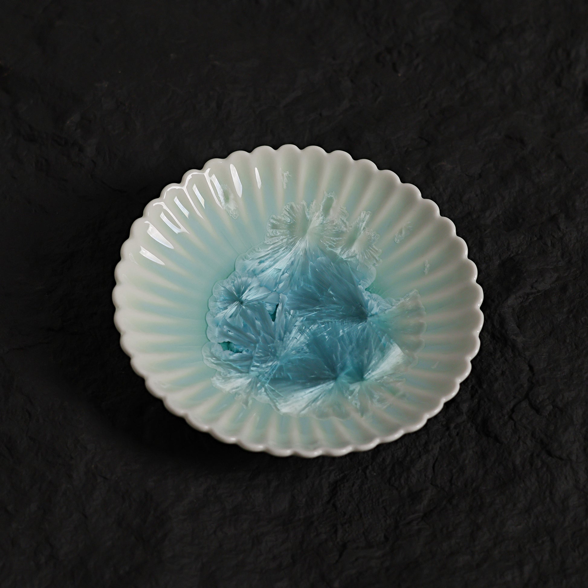 Ice Blue Crystalline Glaze Mini Dessert Plate - 4.4”Handmade Ceramic Plate - Je t'aime Resolute