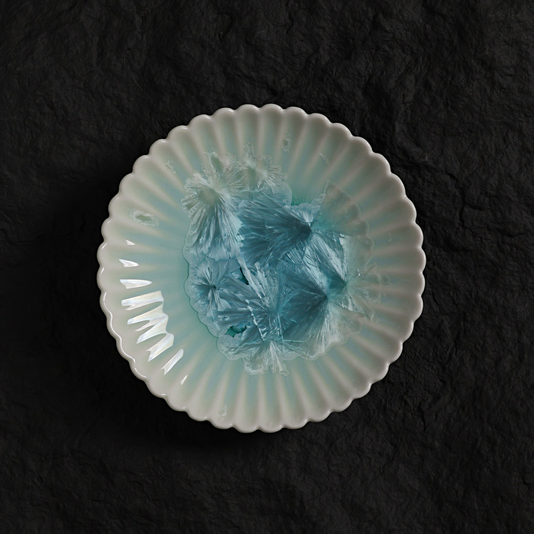 Ice Blue Crystalline Glaze Mini Dessert Plate - 4.4”Handmade Ceramic Plate - Je t'aime Resolute