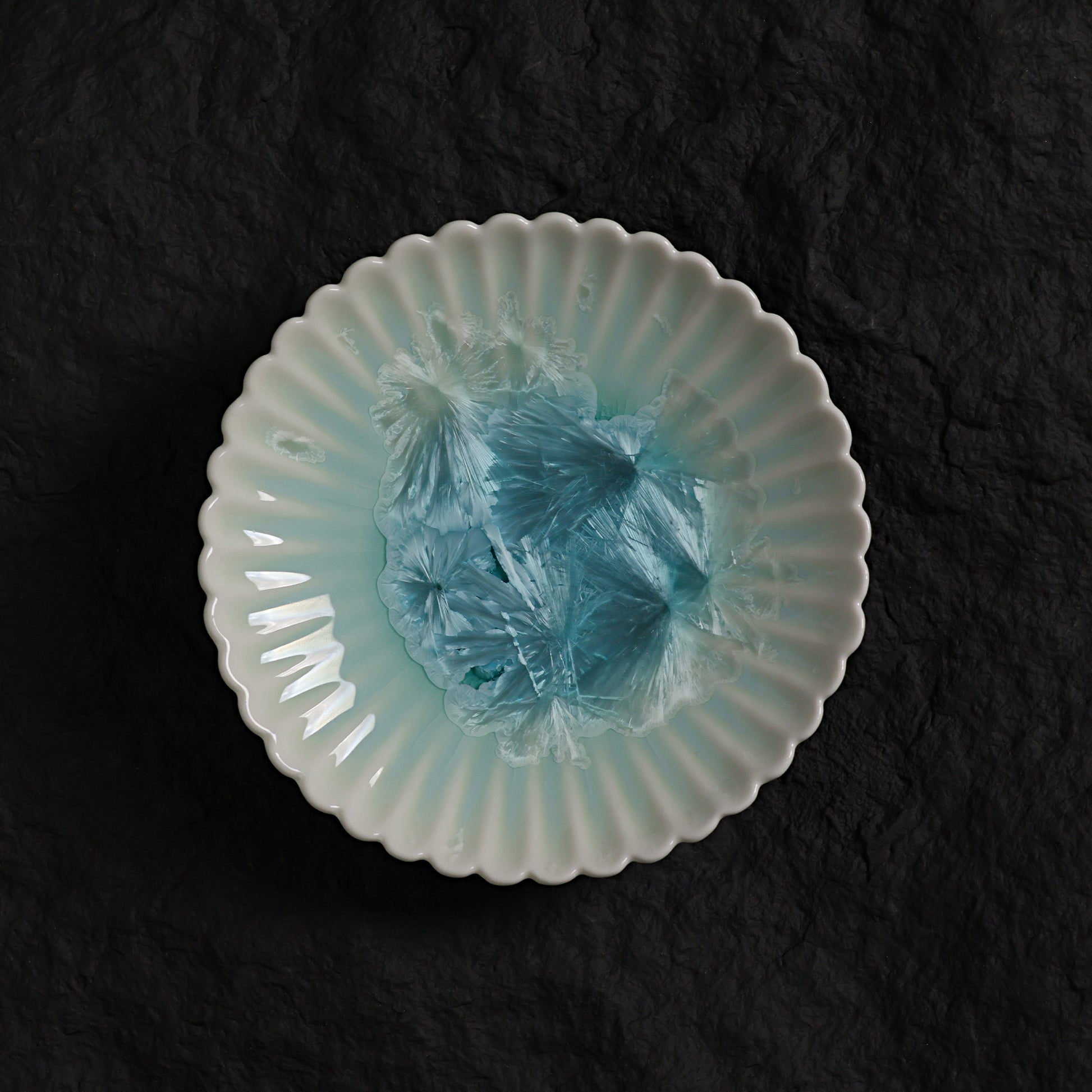 Ice Blue Crystalline Glaze Mini Dessert Plate - 4.4”Handmade Ceramic Plate - Je t'aime Resolute