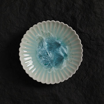 Ice Blue Crystalline Glaze Mini Dessert Plate - 4.4”Handmade Ceramic Plate - Je t'aime Resolute