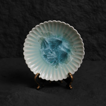 Ice Blue Crystalline Glaze Mini Dessert Plate - 4.4”Handmade Ceramic Plate - Je t'aime Resolute