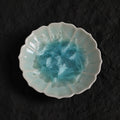 Ice Blue Crystalline Glaze Bloom Edge Mini Dessert Plate – 4.1” Handmade Ceramic Plate with Glacier Texture - Je t'aime Resolute
