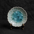 Ice Blue Crystalline Glaze Bloom Edge Mini Dessert Plate – 4.1” Handmade Ceramic Plate with Glacier Texture - Je t'aime Resolute