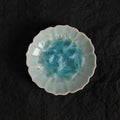Ice Blue Crystalline Glaze Bloom Edge Mini Dessert Plate – 4.1” Handmade Ceramic Plate with Glacier Texture - Je t'aime Resolute