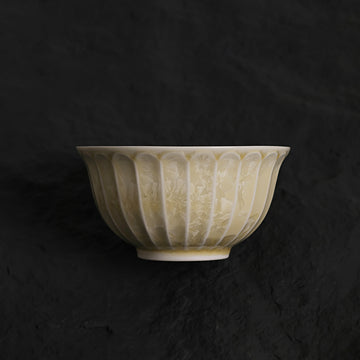 Light Yellow Crystalline Glaze Petal-Textured Soup Bowl – 12.2” Handmade Ceramic Bowl