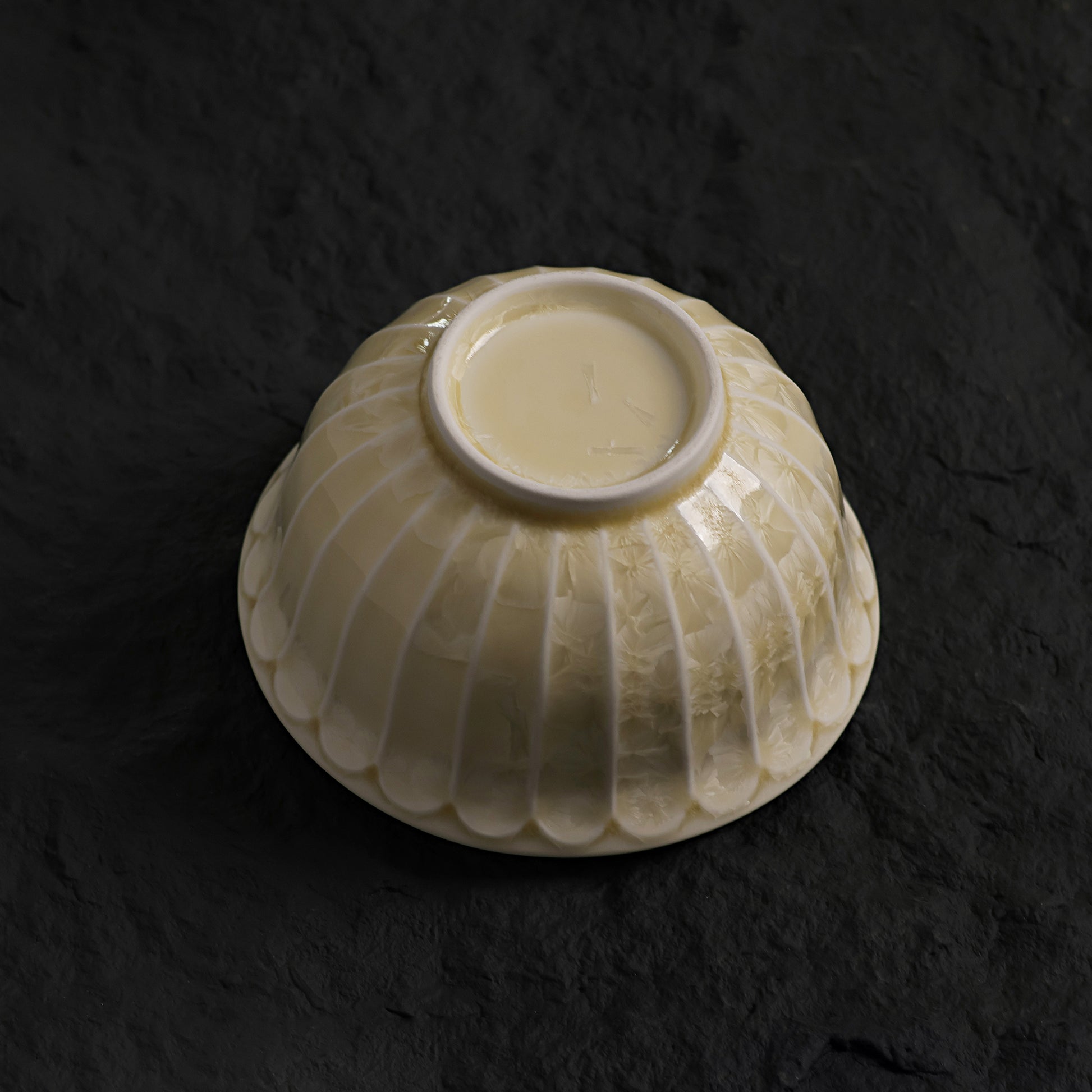 Light Yellow Crystalline Glaze Petal-Textured Soup Bowl – 12.2” Handmade Ceramic Bowl - Je t'aime Resolute