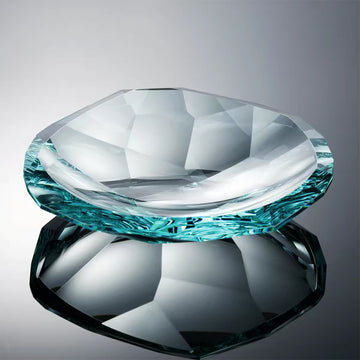 JR Faceted K9 Crystal Serving Bowl – Aqua Green