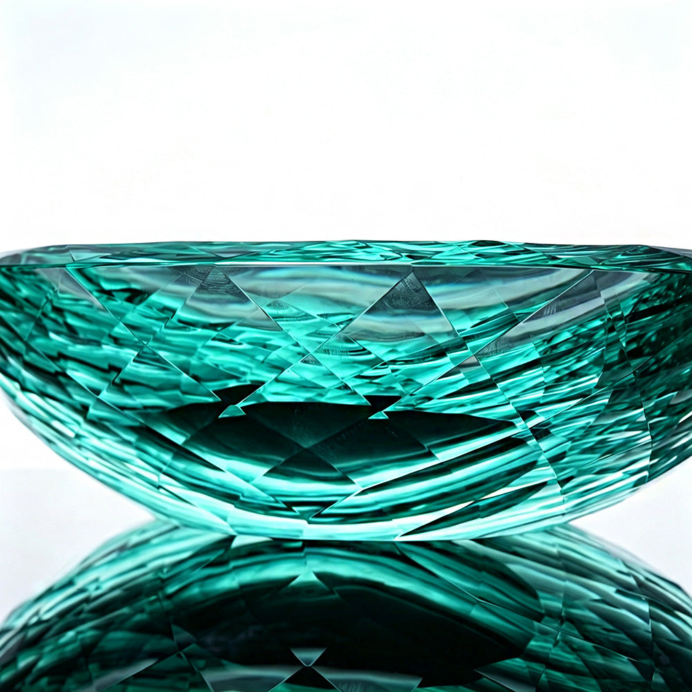 JR Hand-Cut K9 Crystal Oval Serving Bowl – Green