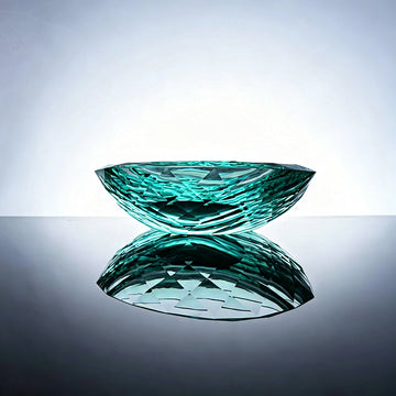 JR Hand-Cut K9 Crystal Oval Serving Bowl – Green