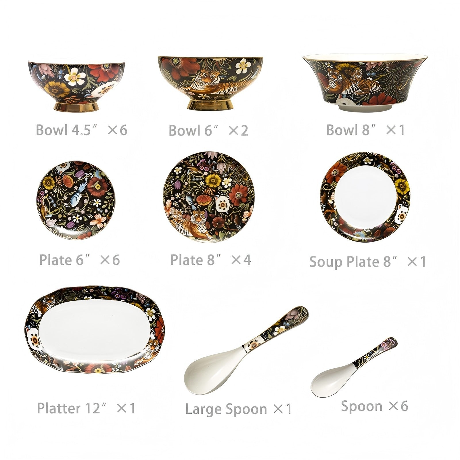 INGRI Jungle Party – Handcrafted Bone China Dinnerware Set - Je t'aime Resolute