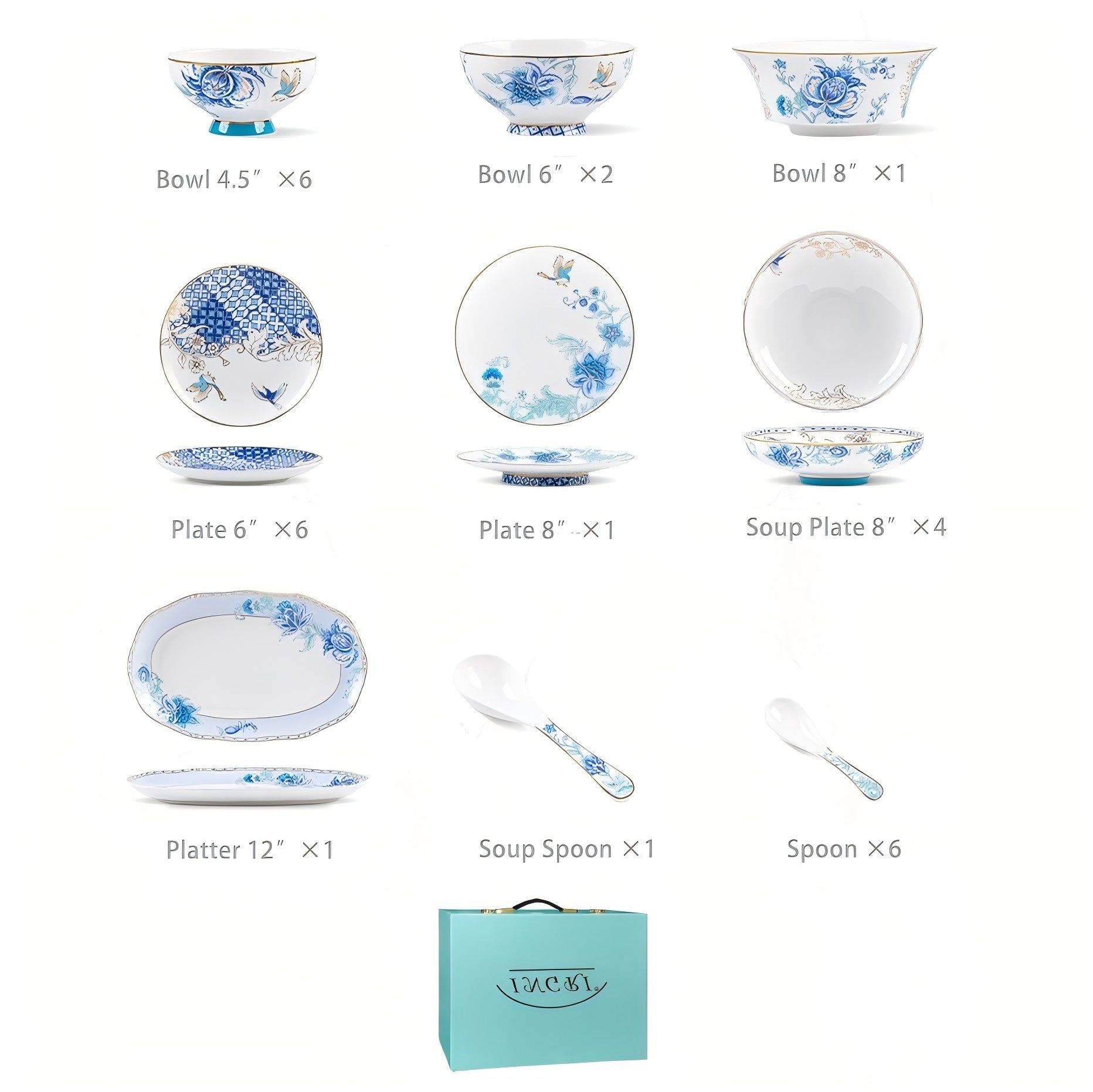 INGRI Golden Garden – Handcrafted Bone China Dinnerware Set - Je t'aime Resolute