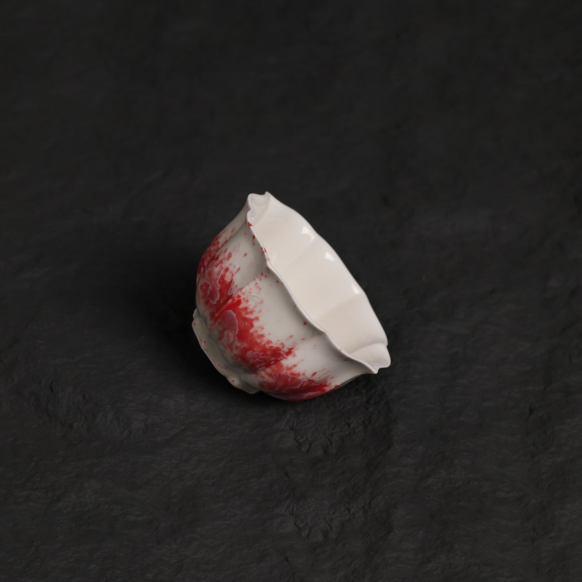 White&Red Crystalline Glaze Handmade Tea Cup – 3.3" Small Ceramic Cup - Je t'aime Resolute