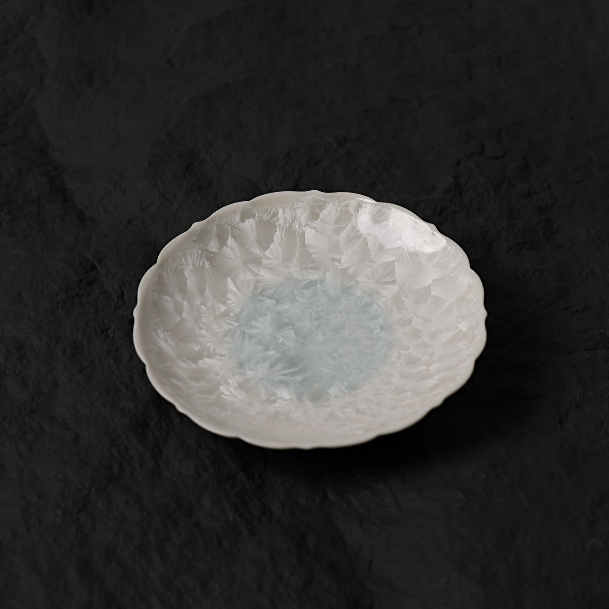 Ice White-Blue Crystalline Glaze Petite Plates - Je t'aime Resolute
