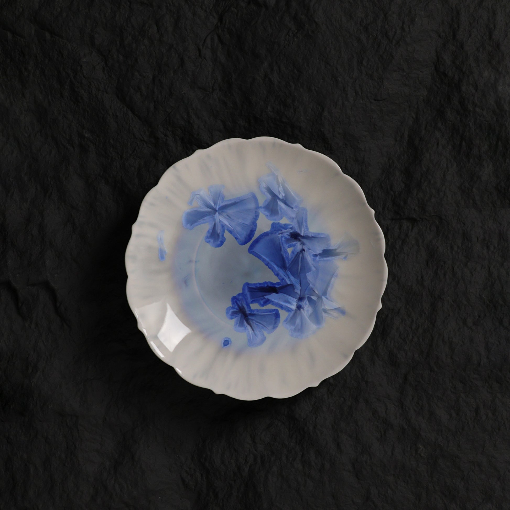 Deep Blue Crystalline Glaze Mini Dessert Plate – 4.2" Handmade Ceramic Plate - Je t'aime Resolute