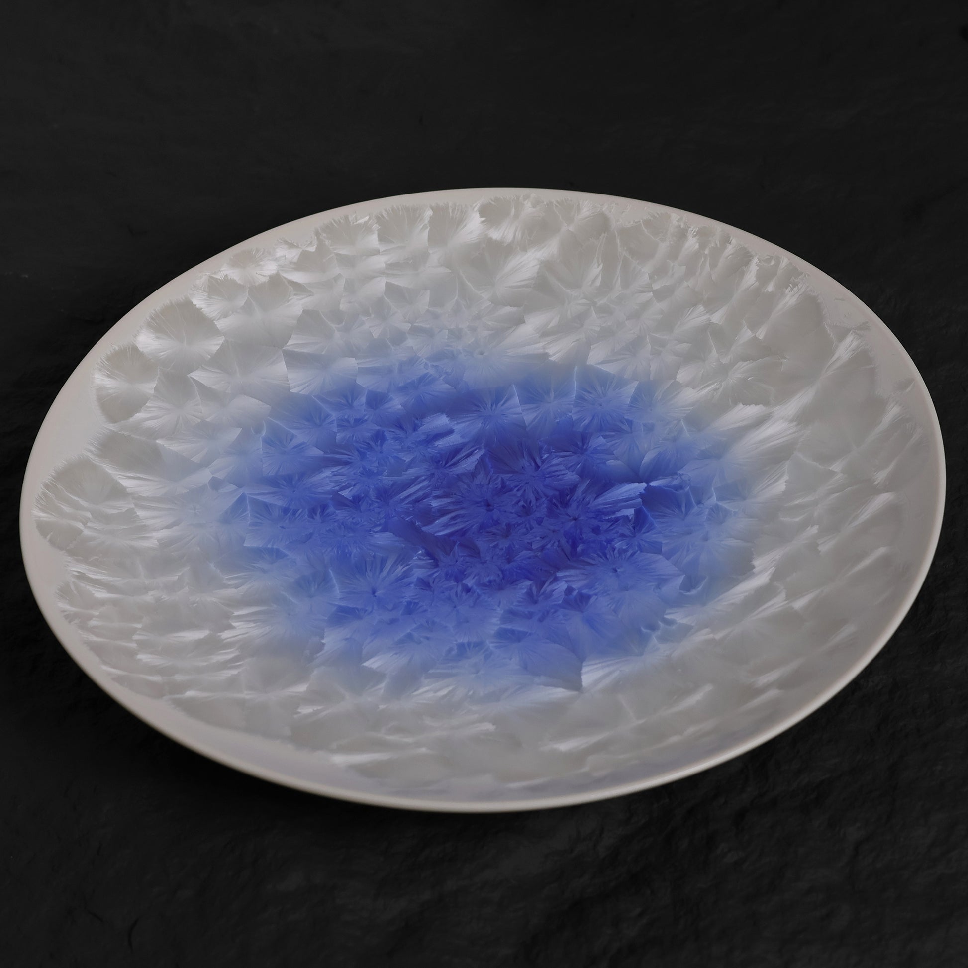 Marine Blue Crystalline Glaze Dinner Plates - Je t'aime Resolute