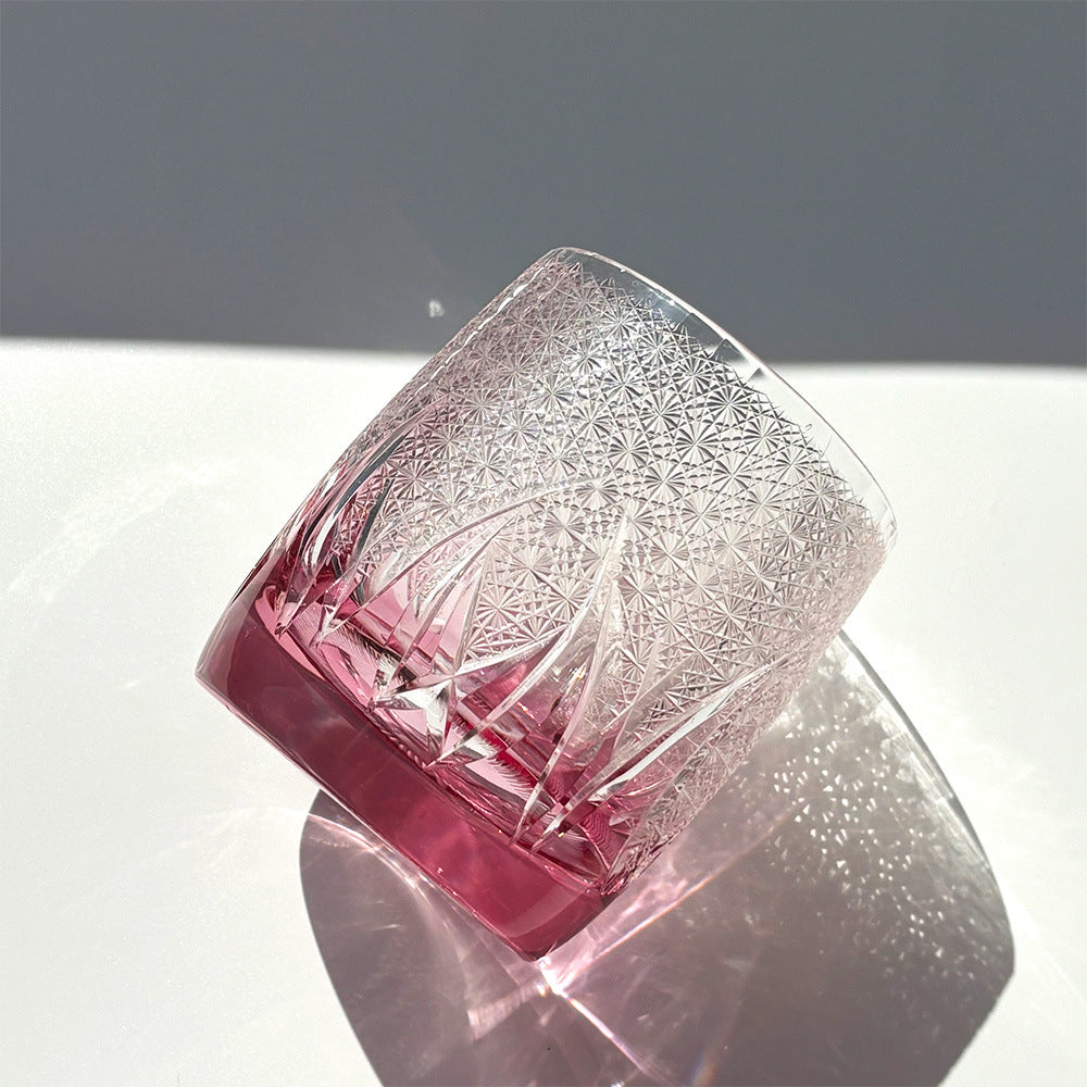 Edo Kiriko Pink Whiskey Glass - Je t'aime Resolute