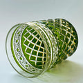 Edo Kiriko Crystal Glass with Green Two-Tone Mesh Pattern - Je t'aime Resolute