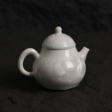 Mini Glacier White Crystalline Glaze Teapot - Je t'aime Resolute