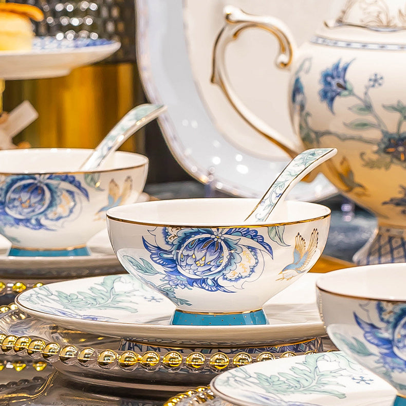 INGRI Golden Garden – Handcrafted Bone China Dinnerware Set - Je t'aime Resolute