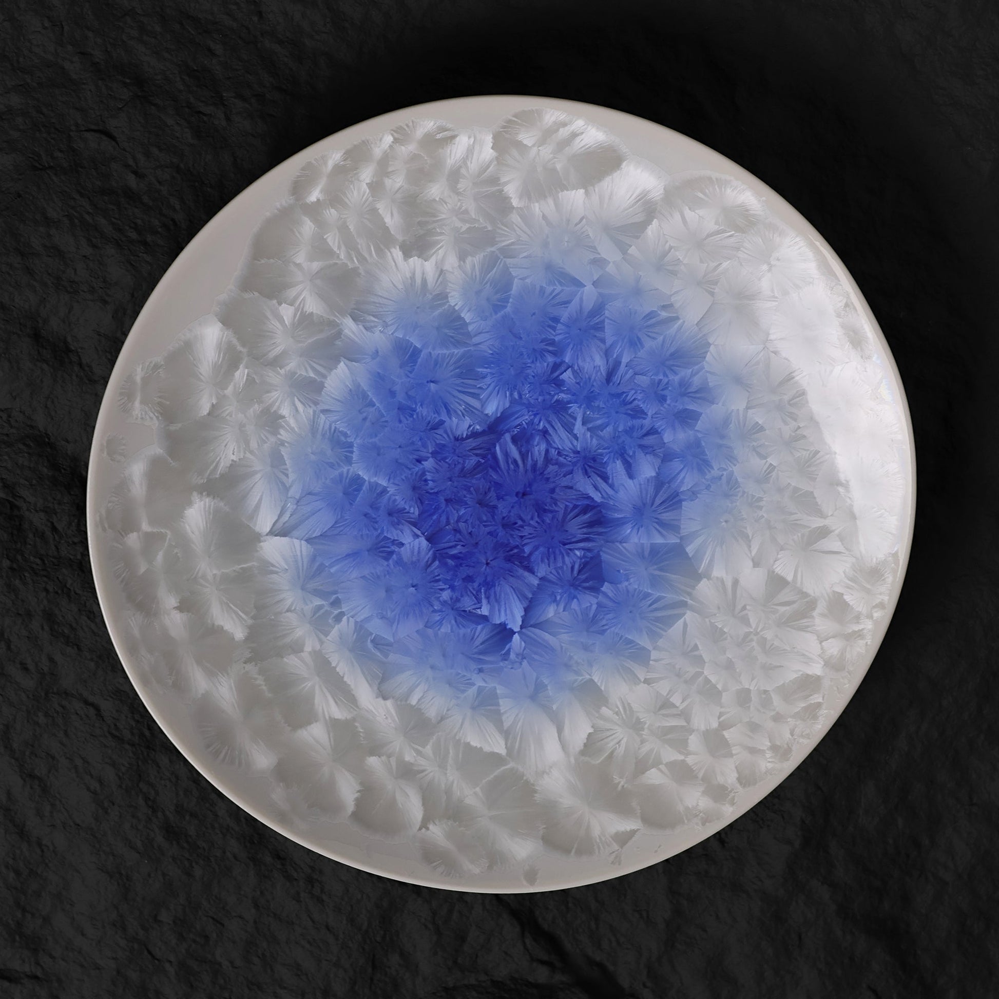 Marine Blue Crystalline Glaze Dinner Plates - Je t'aime Resolute