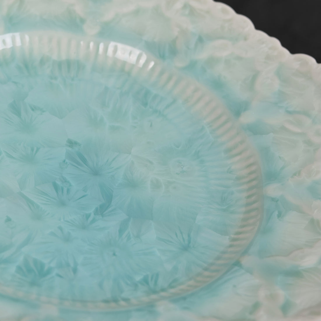Ice Blue Dinner Plate – 20” Hexagonal Handmade Ceramic Plate - Je t'aime Resolute